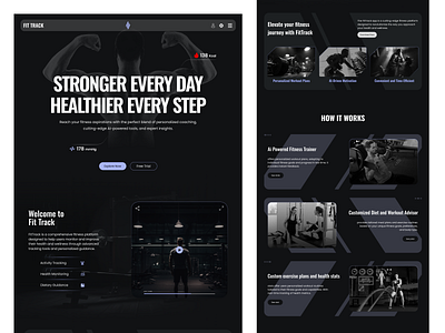 Fit Track Website UI design app design design figma figma design fit track fitness ai tracking fitness app gym app mobile design rifat ony tracking training website ui ux website design