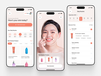 Glowvera - Skin Care Mobile App ai skin care beauty app beauty product beauty products cosmetics cosmetics app cosmetology product app design figma makeup mobile app mobile app design personal treatment product design skin skin care app skin clinic skin healthy skincare ui