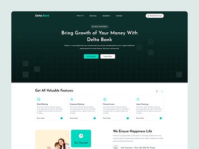 Banking Landing Page banking banking website corporate landing page dark landing page finance landing page landing page minimal design money management landing page ui ux user experience user interface design web design website design