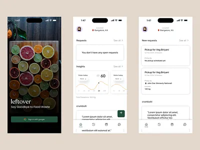 Food management app ai app branding design food health illustration leftover sustainability ui