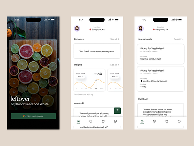 Food management app ai app branding design food health illustration leftover sustainability ui