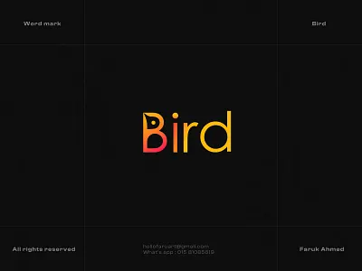Bird | Wordmark clean minimal logo design. bird birdlogo branding cleanlogo faruart graphic design logo logodesign minimal logo simplelogo wordmarklogo workmark