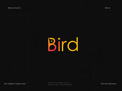 Bird | Wordmark clean minimal logo design. bird birdlogo branding cleanlogo faruart graphic design logo logodesign minimal logo simplelogo wordmarklogo workmark