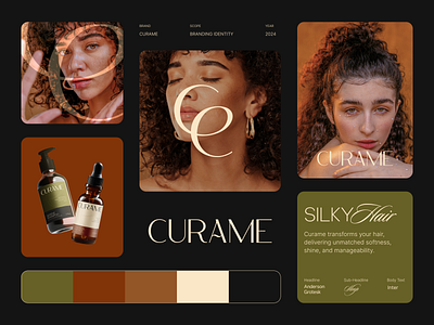 Curame - Hair Care Branding beauty care boho brand identity branding editorial hair care logo skincare typography