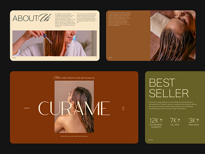 Curame - Hair Care Pitch Deck beauty care brand identity branding canva editorial figma hair care keynote layout pitch deck powerpoint design presentation design ui