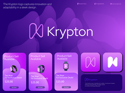 Krypton - Crypto App Logo & Branding brand identity branding crypto graphic design letter c logo modern saas trading