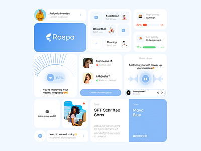 Raspa: Wellness components🔥🏃‍♀️‍➡️ body branding components design desktop exercise fitness gym health in shape minimal product product design sport training ui ux wellness workout yoga