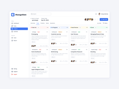 Task Management Dashboard dashboard dashboard design kanban management productive dashboard task task management team team manager ui uiux design ux web website