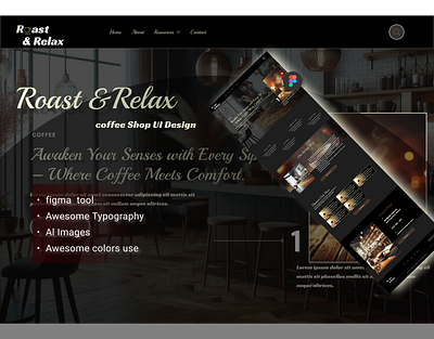 Roast & Relax Coffee Shop - Landing Page UI Design branding coffee shop figma landing page template ui