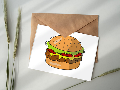 Delicious Cartoon Burger with Lettuce & Cheese drawing vector vector art vector drawing