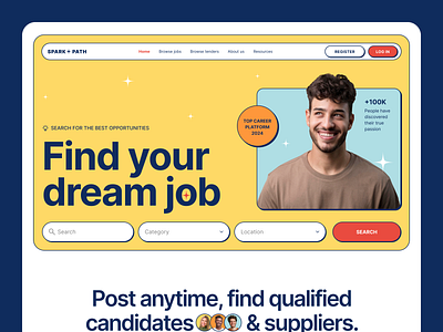 Website for job search — Spark Path creative design hero job job search ui uiux ux web web design website website design inspiration