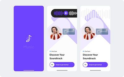 Splash screen on boarding screens Music app mobile app music onboarding screens splash