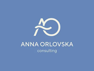 Personal brand. Logo for Anna Orlovska anna logo ao ao logo blue logo brandbook branding consulting design graphic design illustration logo logo ao logo design modern logo pastel colors personal brand typography ui ux vector