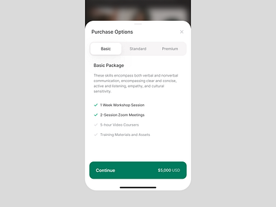 Purchase Options - Bottom Sheet app bottom sheet checkout clean dashboard design purchase option segmented control ui ux