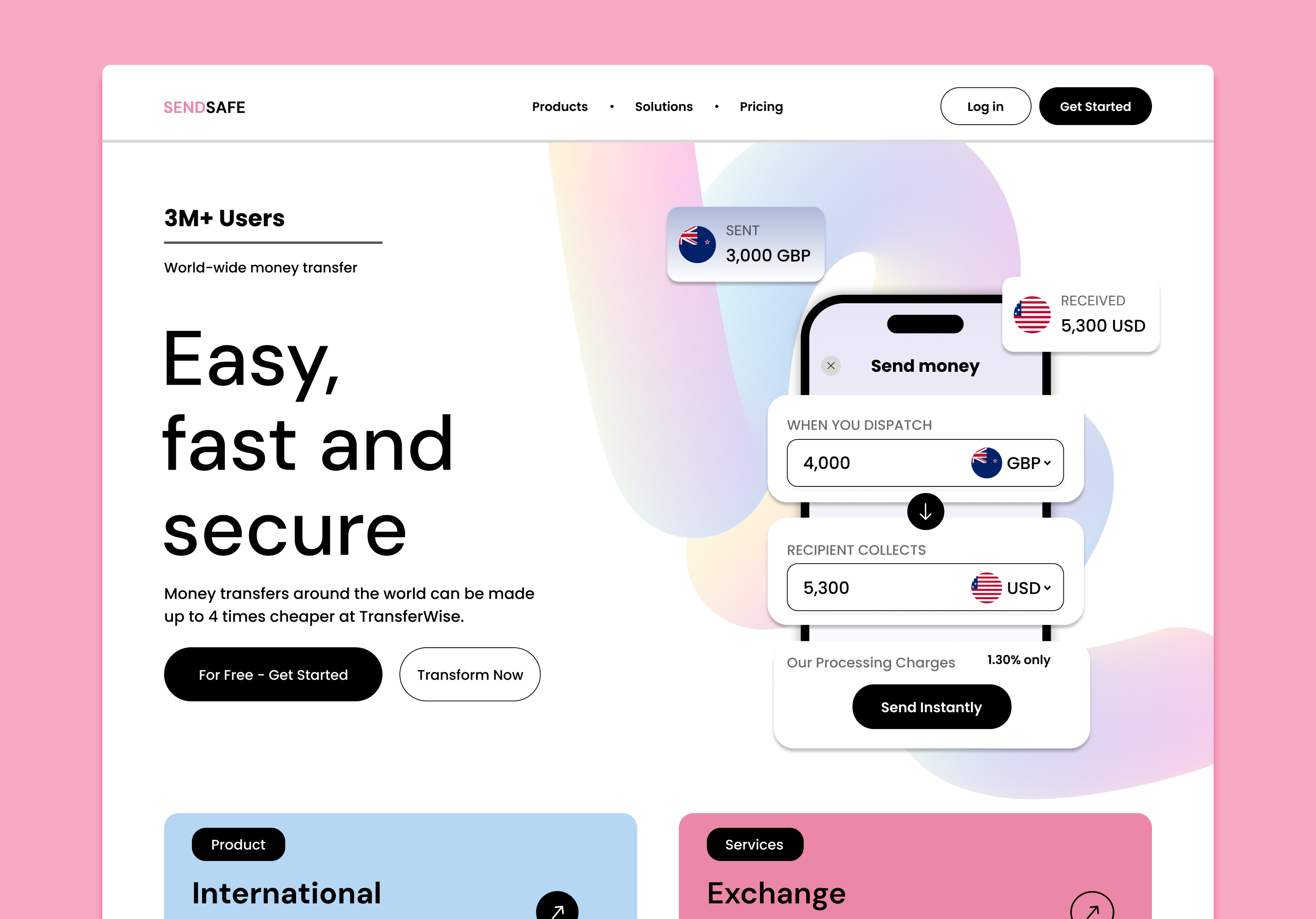 Money Transfer Ui Design figma graphic design landing page moneytransfer moneyui uidesign uiux uxdesign webdesign website