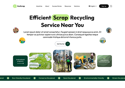 Scrap Recycling Service Landing Page animation branding logo motion graphics ui