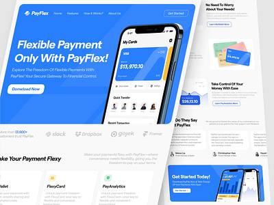 Payflex - E-wallet Website animation animation bank blue clean e wallet financial fintech interaction landing page marketing web payment payment service saas saas marketing saas website scrolling vektora web design website widget