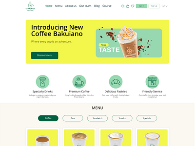 Coffee shop home page coffeeshop order ui button ui design user ux web website