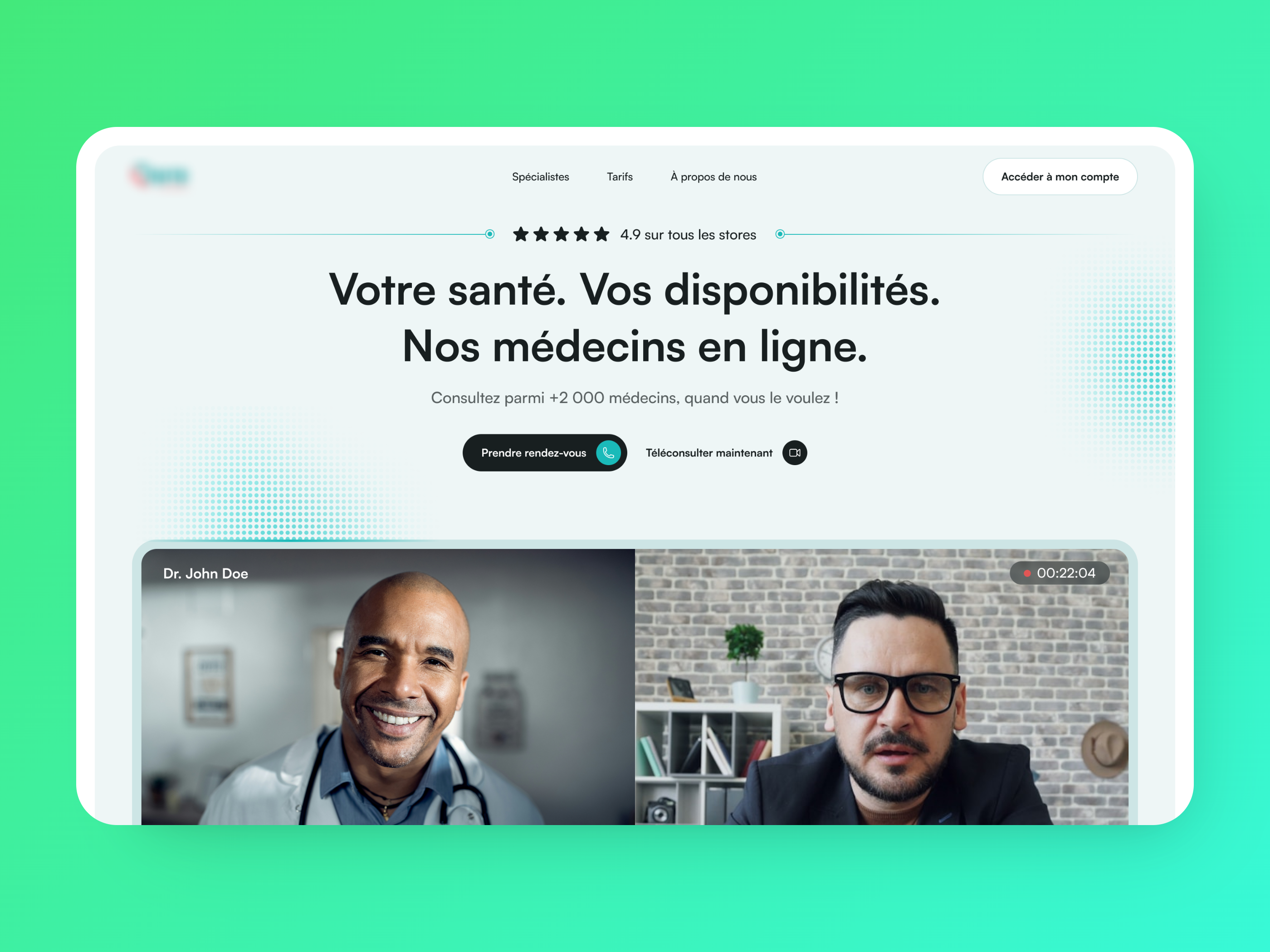 Medical teleconsultation - Hero Section hero section landing page medecine ui website