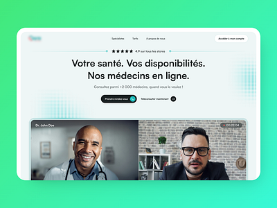 Medical teleconsultation - Hero Section hero section landing page medecine ui website