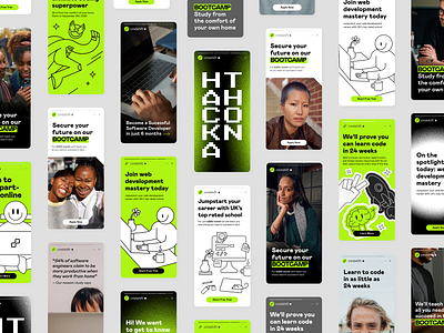 Stories for EdTech ad brand brand identity branding coding design edtech education graphic graphic design green illustration instagram logo marketing promo social media startup stories tech