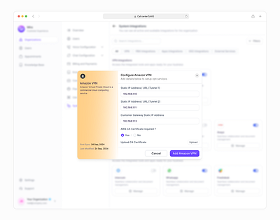 VPN Integration model branding dashboard design design illustration investment logo minimal mobile ui saas design ui uiux uxdesign web app