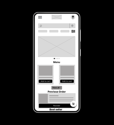 Wireframe / low-fi prototype for Food restaurant app app design typography ui ux