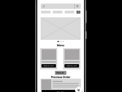 Wireframe / low-fi prototype for Food restaurant app app design typography ui ux