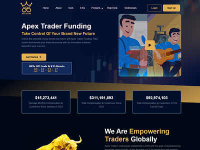 APEX TRADER FUNDING | COMPLETE PROP FIRM branding challenge design development figma firm marketing nodejs payout prop prop firm python reactjs trade trading uiux web web app web application website