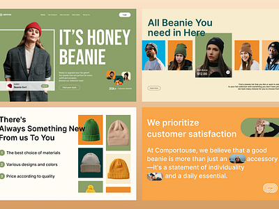 Goodtouse - Beanie Hat Landing Page beanie branding clean color fashion graphic design green hat landing page logo minimalist orange style ui ux