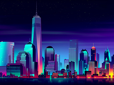 NYC branding city design futur illustration light neon retro trystram ui