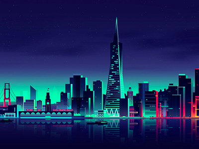 San francisco branding city design futur illustration light neon retro trystram ui