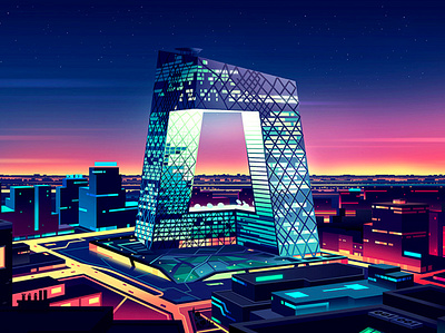 HK branding city design futur illustration light neon retro trystram ui