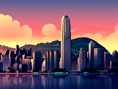 Hong Kong branding city design futur illustration light neon retro trystram ui