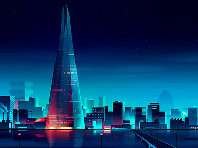 The shard branding city design futur illustration light neon retro trystram ui