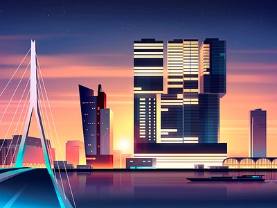 Rotterdam branding city design futur illustration light neon retro trystram ui