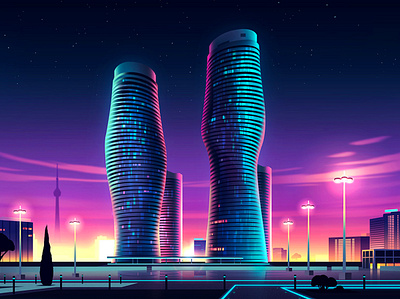 Toronto branding city design futur illustration light neon retro trystram ui