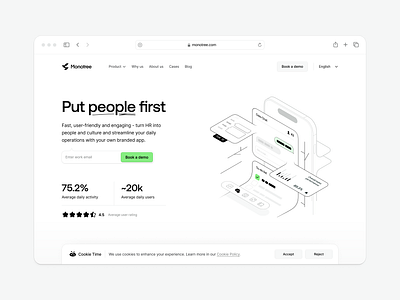 Monotree – Hero section app b2b branding design system hero section illustration landing page product page productivity tool saas saas landing saas website task managed visual identity website