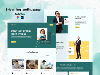 E-learning landing page education ui website design