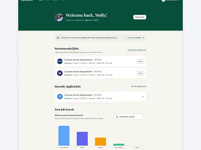 Job seeker dashboard dashboard ui user experience user interface design
