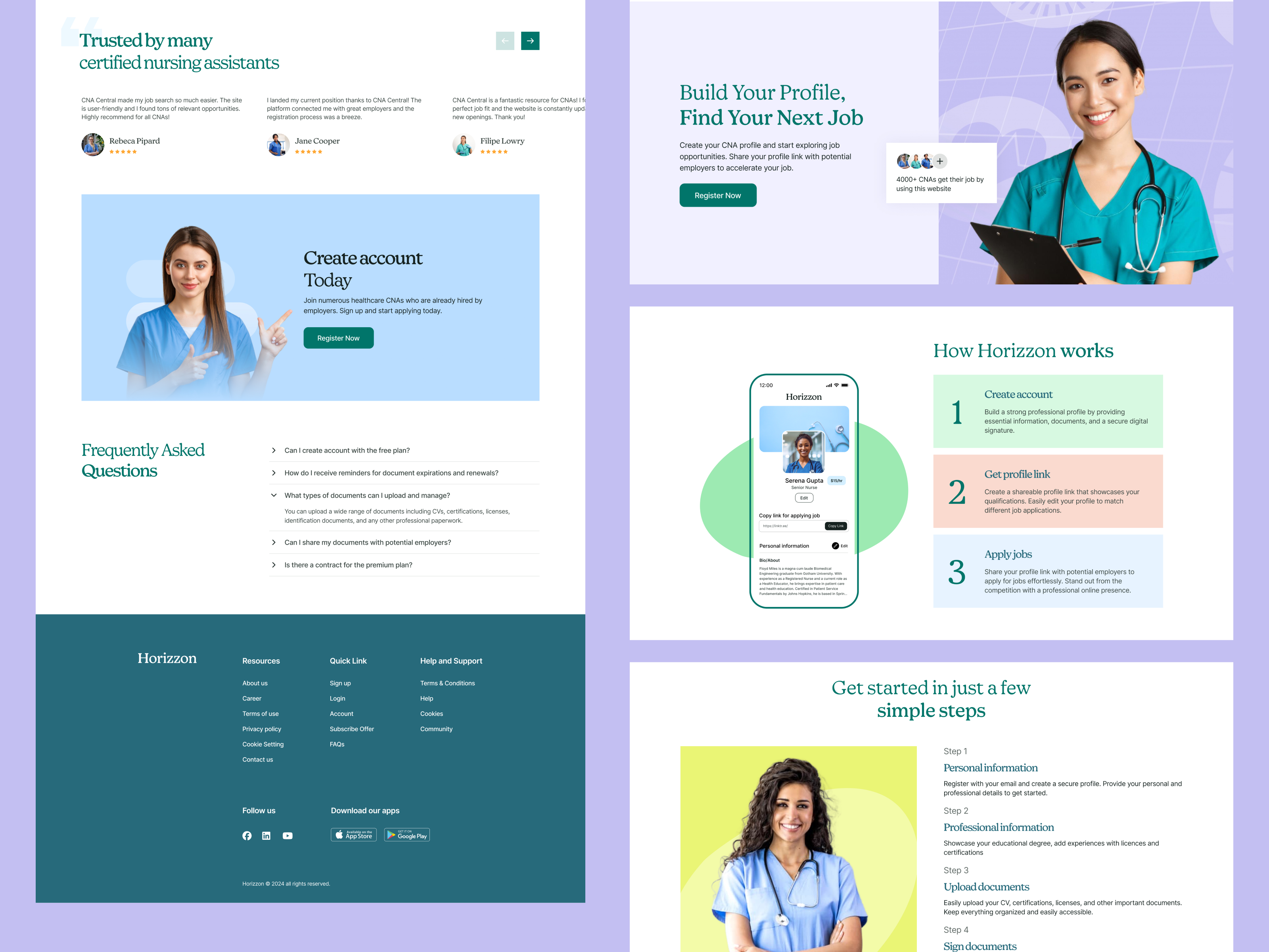 Nursing Assistant Platform database design healthcare interaction landing page minimal nursing platform popular shots trending ui ux web design website