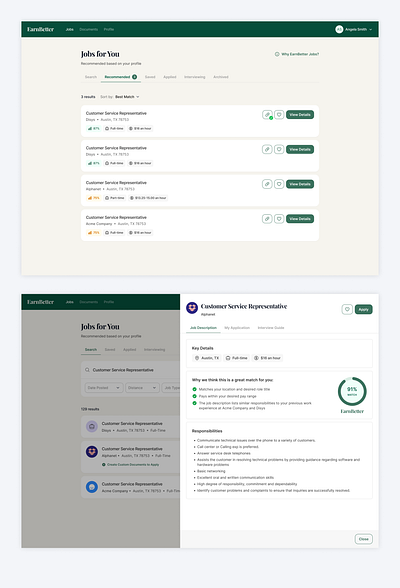 Jobs board branding ui user experience user interface design