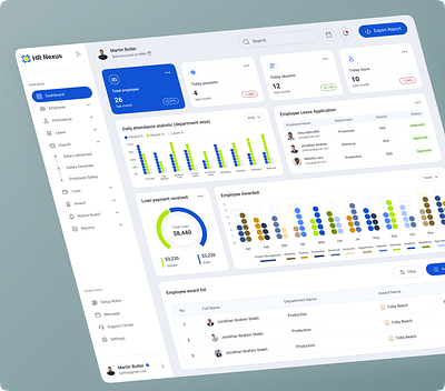 HR Management Dashboard dashboarddesign dashboardui datavisualization designinspiration employeemanagement hranalytics hrdashboard hrmanagement hrsoftware hrtech humanresources interactiondesign minimaldesign responsivedesign ui uidesign userexperience userinterface ux uxdesign