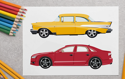 Vector illustration | Cars | Chevrolet and Audi audi car cars chevrolet design illustration vector vector illustration