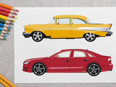 Vector illustration | Cars | Chevrolet and Audi audi car cars chevrolet design illustration vector vector illustration