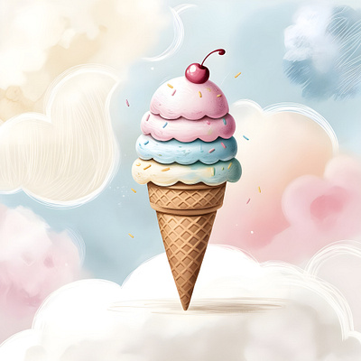 Cute Ice Cream Illustration illustration