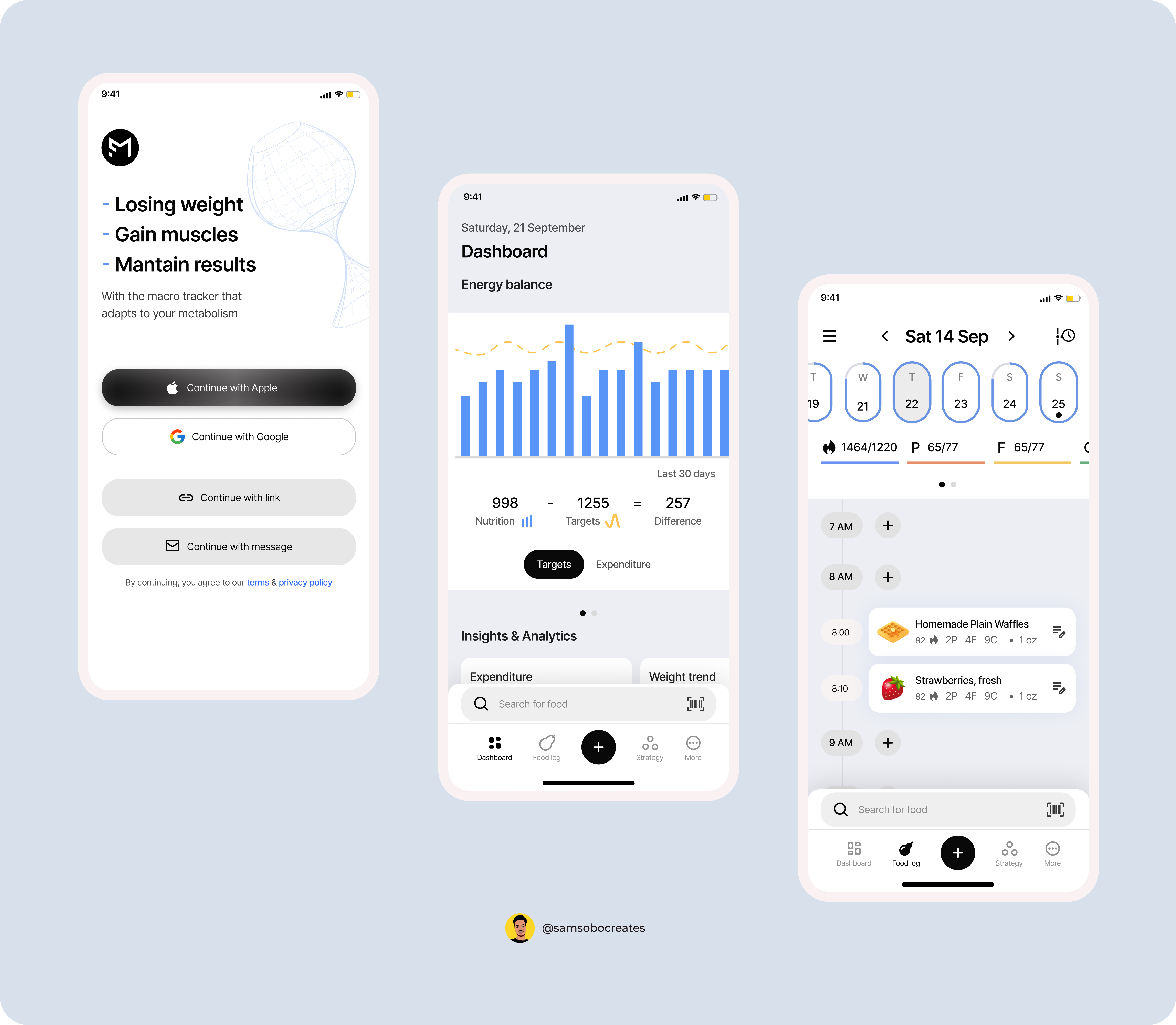 Macro tracker UI design exploration app food mobileapp productdesign redesign ui uiux ux