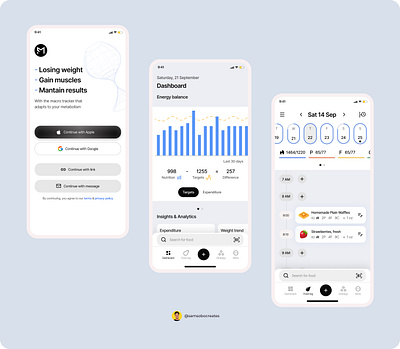 Macro tracker UI design exploration app food mobileapp productdesign redesign ui uiux ux