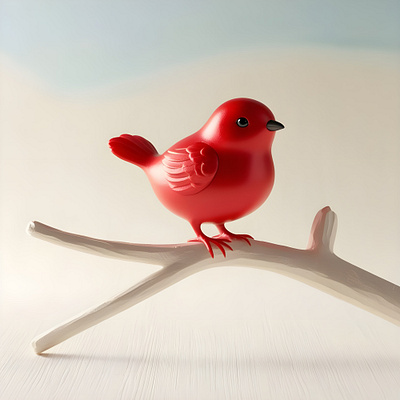 cute and simple 3d model of the red bird 3d