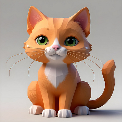 cute and simple 3d model of the ginger cat 3d animation